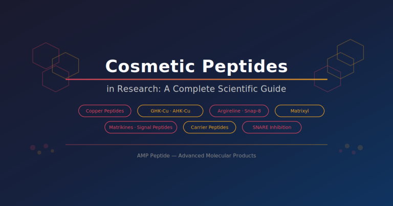Cosmetic Peptides in Research: A Complete Scientific Guide 4 Cosmetic Peptides in Research Complete Scientific Guide - copper peptides GHK-Cu, AHK-Cu, Argireline, Snap-8, Matrixyl, matrikines, carrier peptides for dermatological research