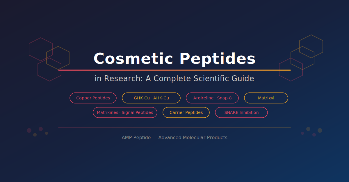Cosmetic Peptides in Research Complete Scientific Guide - copper peptides GHK-Cu, AHK-Cu, Argireline, Snap-8, Matrixyl, matrikines, carrier peptides for dermatological research