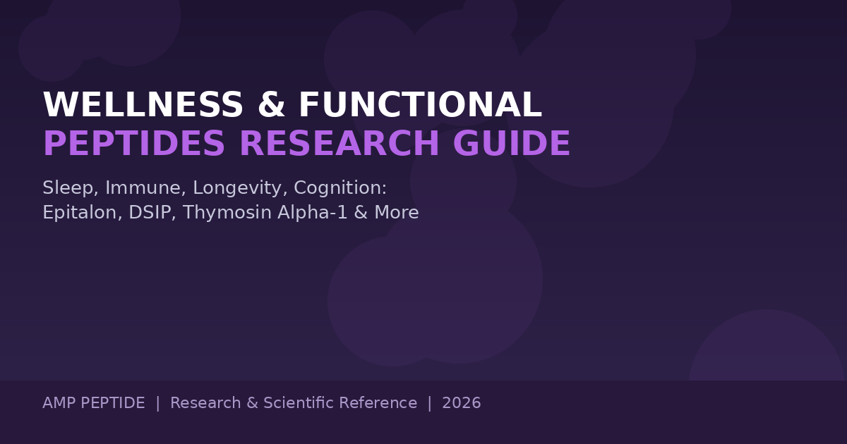 Wellness & Functional Peptides Research Guide - covering Epitalon, DSIP, Thymosin Alpha-1, Oxytocin, PT-141, Kisspeptin-10 and NAD+ for sleep, immune, longevity and cognition research